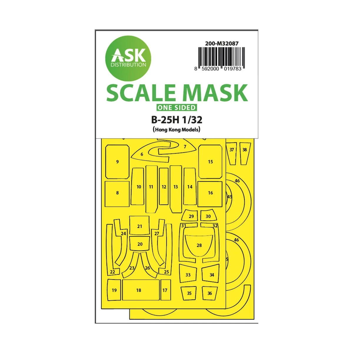 B-25H Mitchell one-sided mask for HK Models - Art Scale Kit 200-M32087