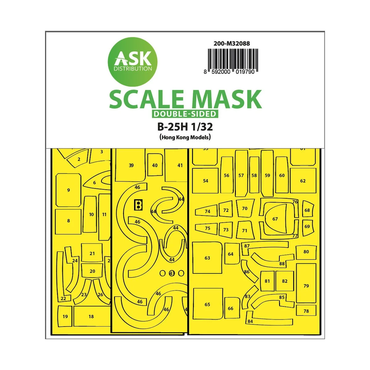 B-25H Mitchell double-sided express fit mask for HK Models - Art Sc...