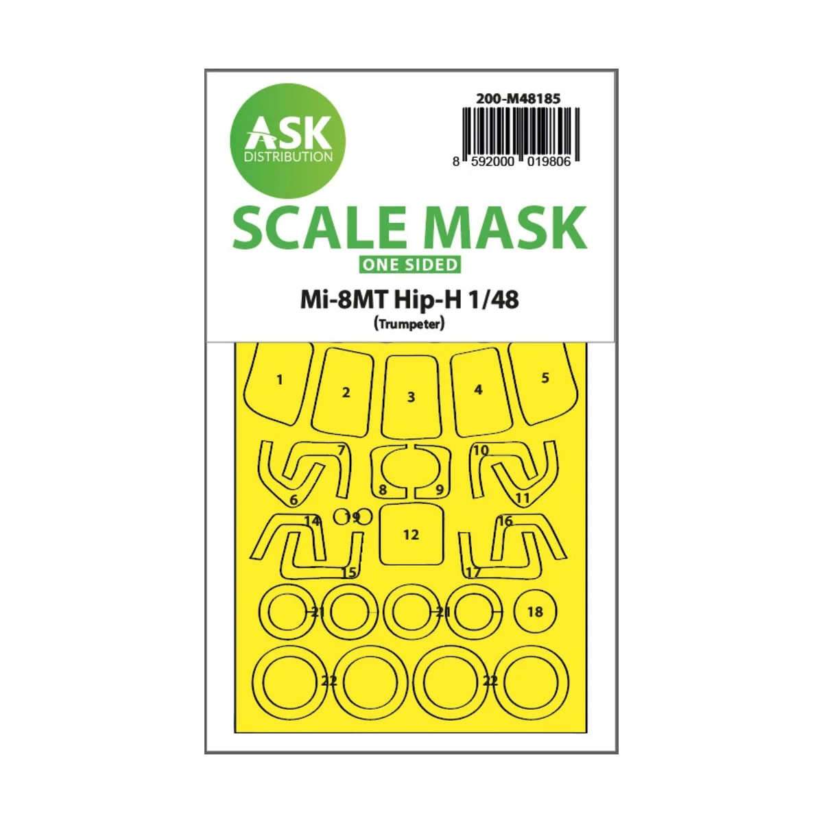 Mil Mi-8MT one-sided express fit mask for Trumpeter, 1/48 - Art Sca...