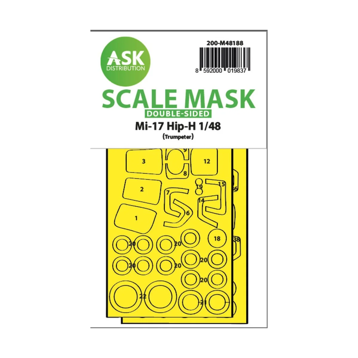 Mil Mi-17 Hip-H double-sided express fit mask for Trumpeter, 1/48 -...