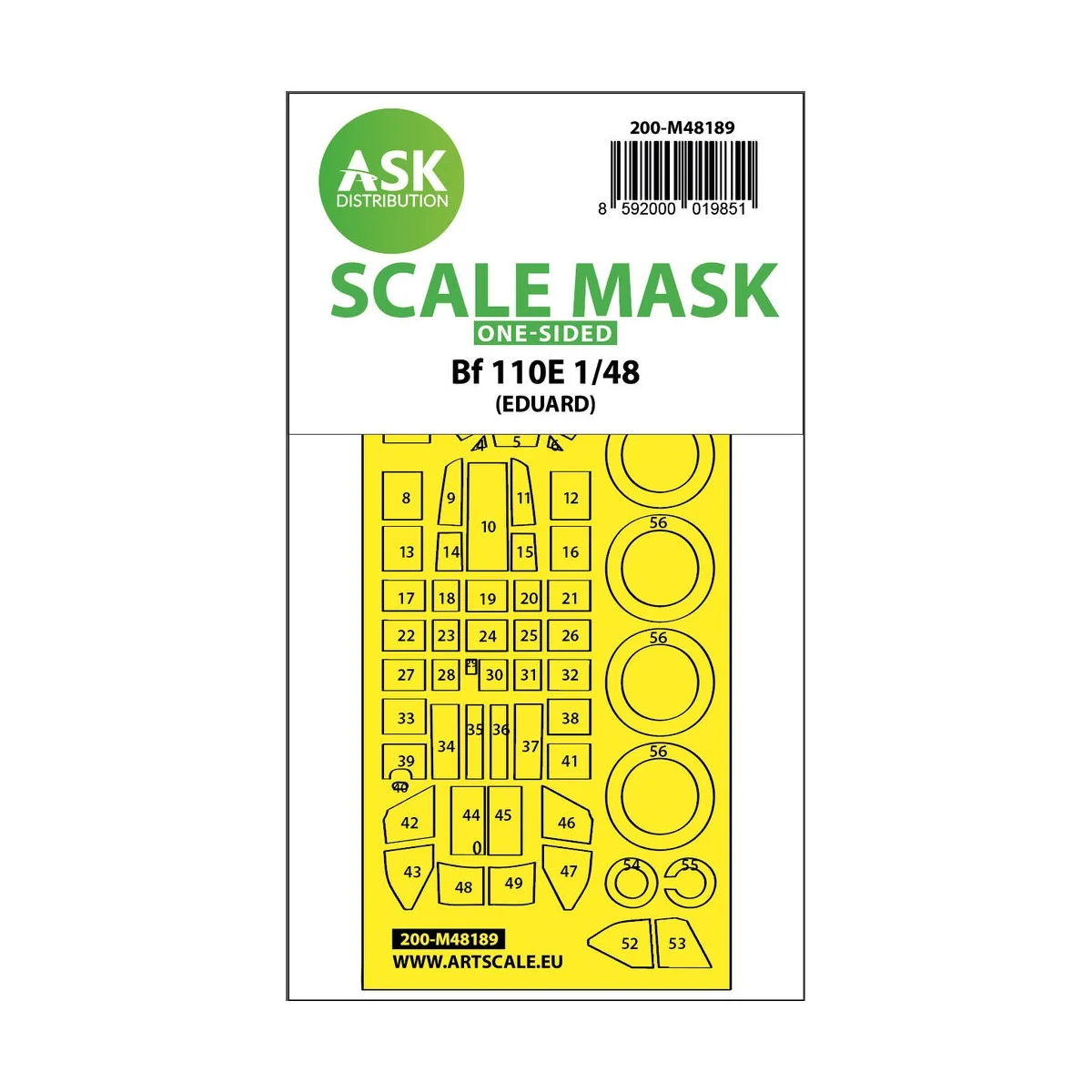 Messerschmitt Bf 110E one-sided express fit mask for Eduard - Art S...