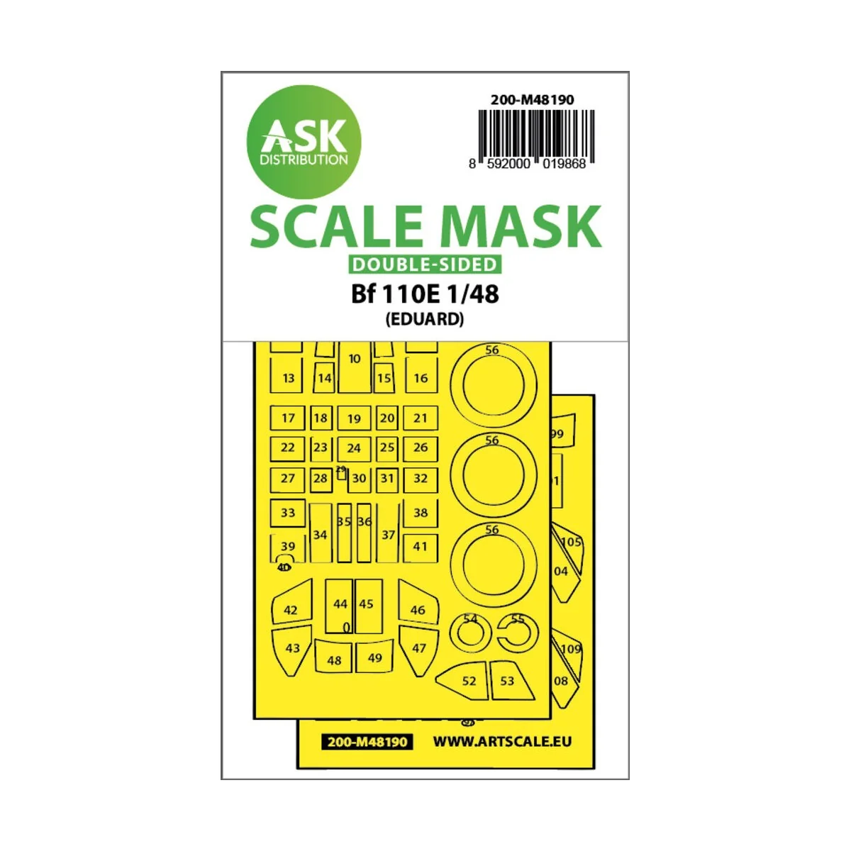 Messerschmitt Bf 110E double-sided express fit mask for Eduard, 1/4...