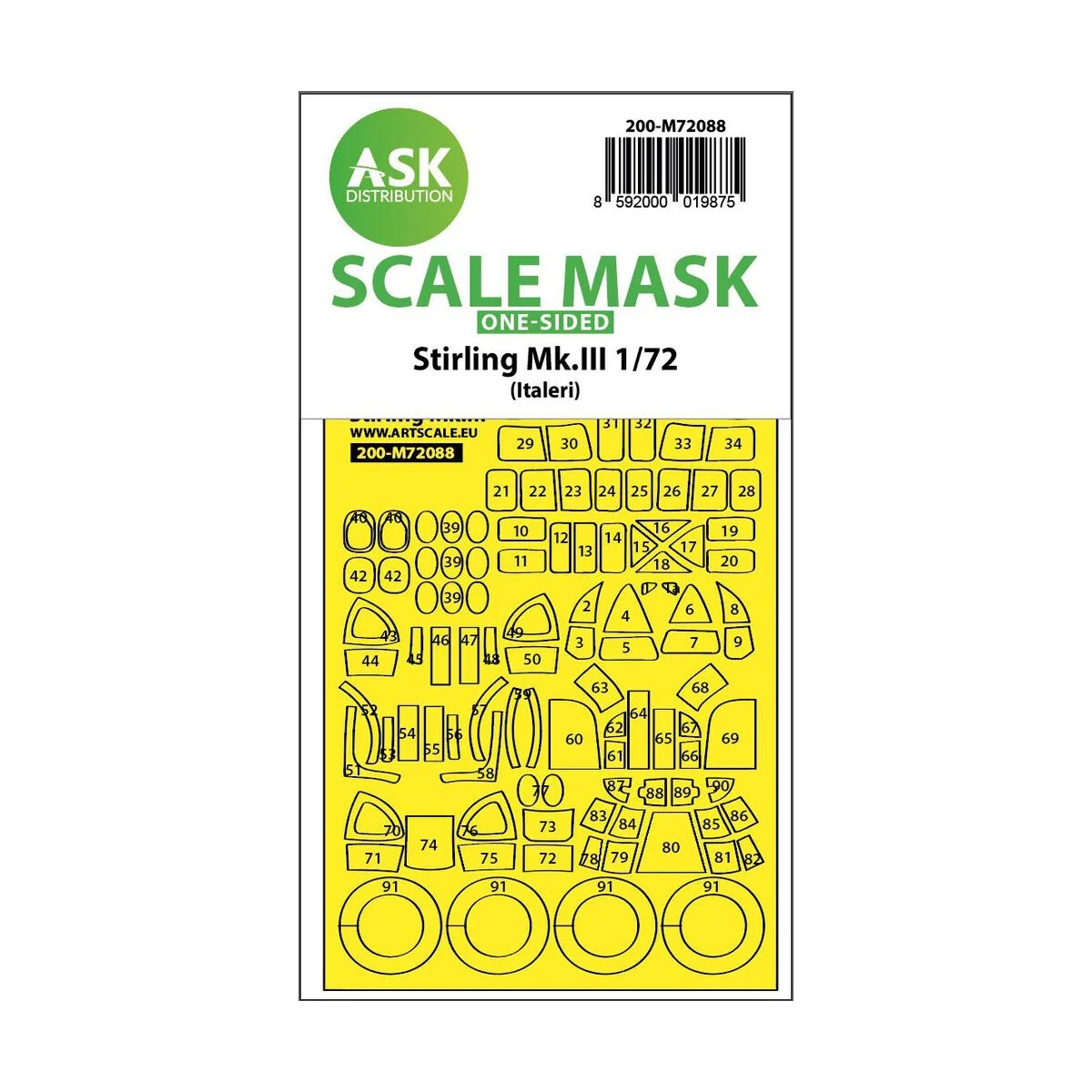 Stirling Mk.III one-sided express fit mask for Italeri, 1/72 - Art ...