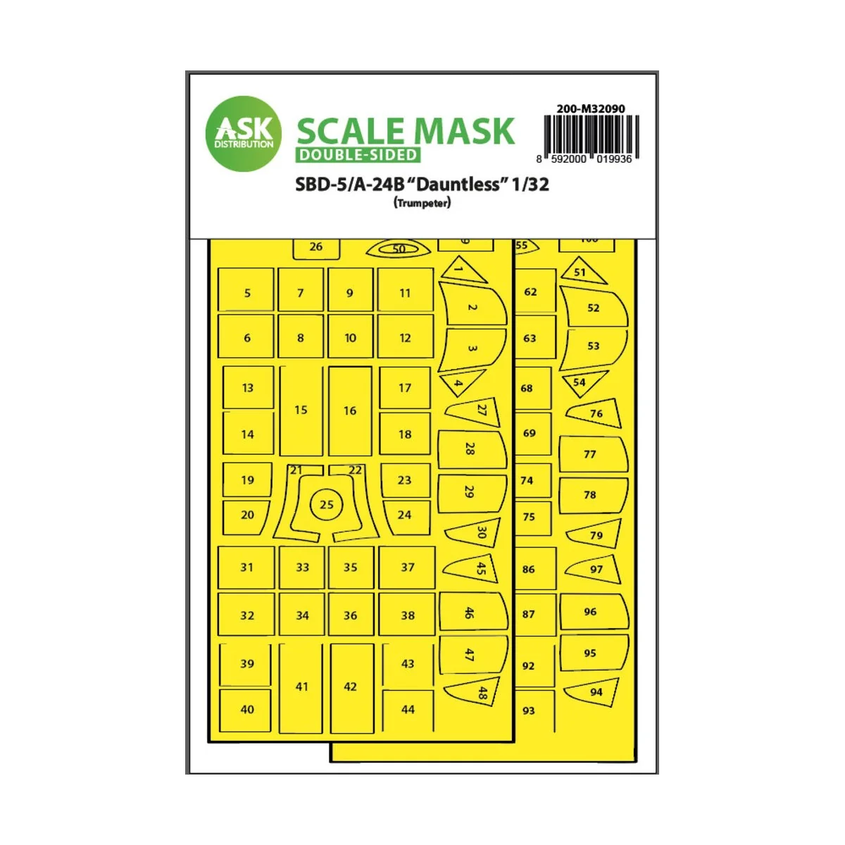 SBD-5/A-24B Dauntless double-sided express fit mask for Trumpeter -...