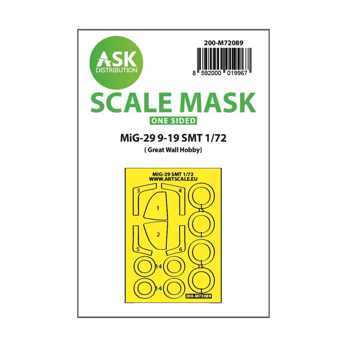 MiG-29 9-19 SMT one-sided express fit mask for Great Wall Hobby, 1/...