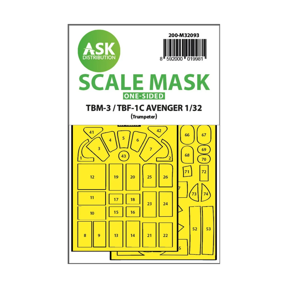 TBM-3/TBF-1C one-sided express fit mask for Trumpeter - Art Scale K...