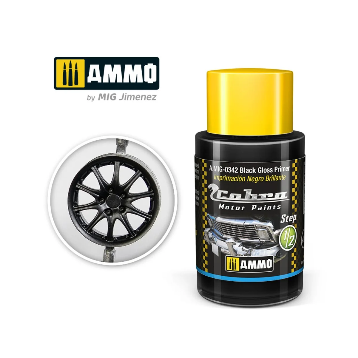 COBRA MOTOR Black Gloss Primer - AMMO by MIG Jimenez A.MIG-0342 COBRA MOTOR Black Gloss Primer - AMMO by MIG Jimenez A.MIG-0342