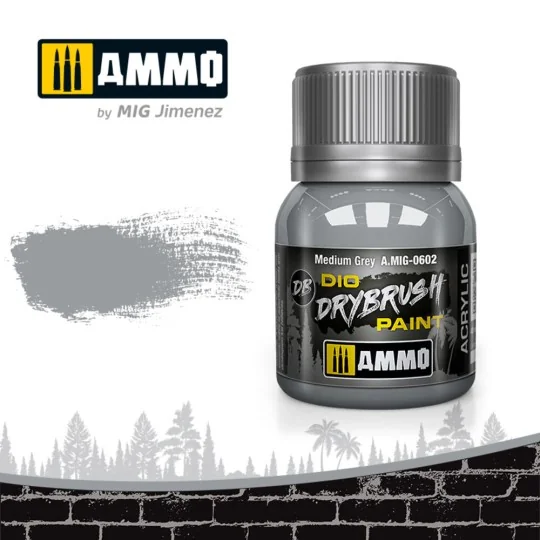 DRYBRUSH Medium Grey - AMMO by MIG Jimenez A.MIG-0602 DRYBRUSH Medium Grey - AMMO by MIG Jimenez A.MIG-0602