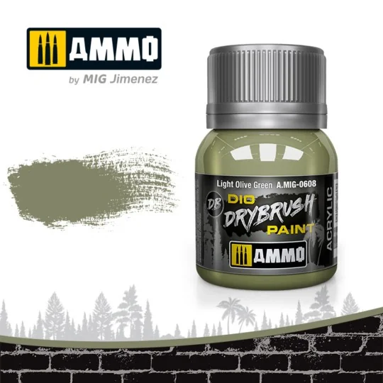 DRYBRUSH Light Olive Green - AMMO by MIG Jimenez A.MIG-0608 DRYBRUSH Light Olive Green - AMMO by MIG Jimenez A.MIG-0608