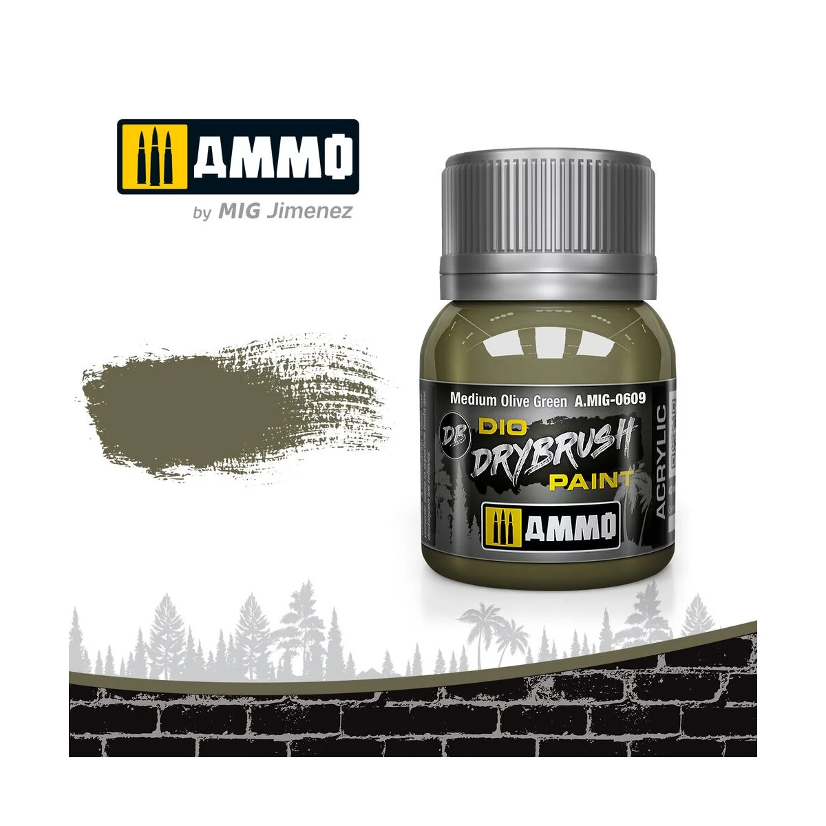 DRYBRUSH Medium Olive Green - AMMO by MIG Jimenez A.MIG-0609 DRYBRUSH Medium Olive Green - AMMO by MIG Jimenez A.MIG-0609