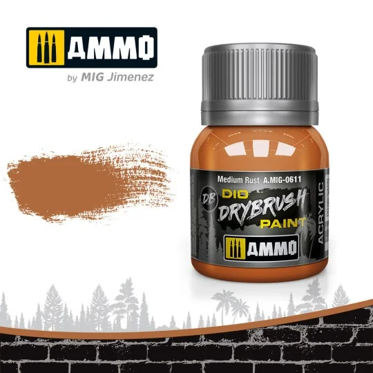 DRYBRUSH Medium Rust - AMMO by MIG Jimenez A.MIG-0611 DRYBRUSH Medium Rust - AMMO by MIG Jimenez A.MIG-0611