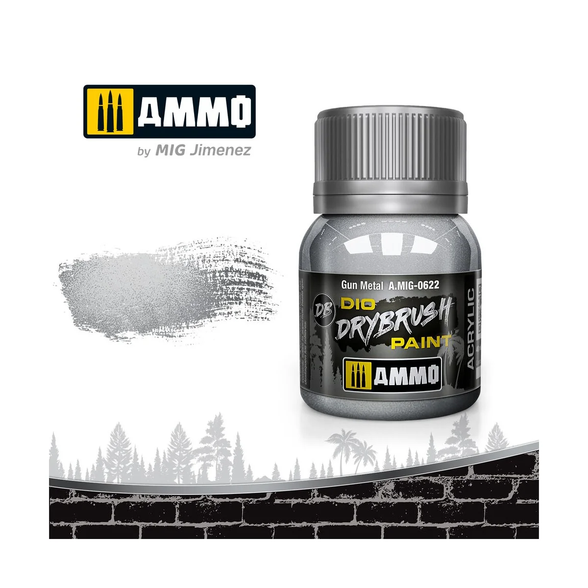 DRYBRUSH Gun Metal - AMMO by MIG Jimenez A.MIG-0622 DRYBRUSH Gun Metal - AMMO by MIG Jimenez A.MIG-0622