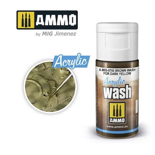 ACRYLIC WASH Brown Wash for Dark Yellow - AMMO by MIG Jimenez A.MIG... ACRYLIC WASH Brown Wash for Dark Yellow - AMMO by MIG Jimenez A.MIG...