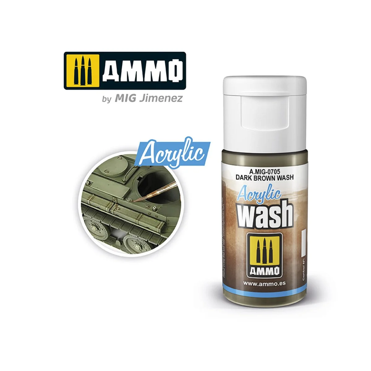 ACRYLIC WASH Dark Brown Wash - AMMO by MIG Jimenez A.MIG-0705