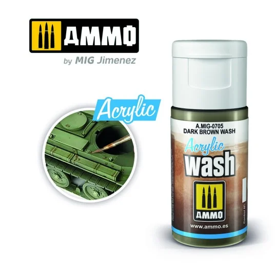 ACRYLIC WASH Dark Brown Wash - AMMO by MIG Jimenez A.MIG-0705