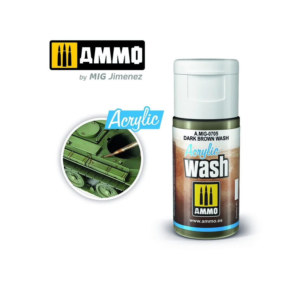 ACRYLIC WASH Dark Brown Wash - AMMO by MIG Jimenez A.MIG-0705