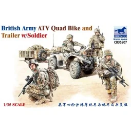 British Army ATV Quad Bike and Trailer w/Soldier, 1/35 - Bronco Mod...