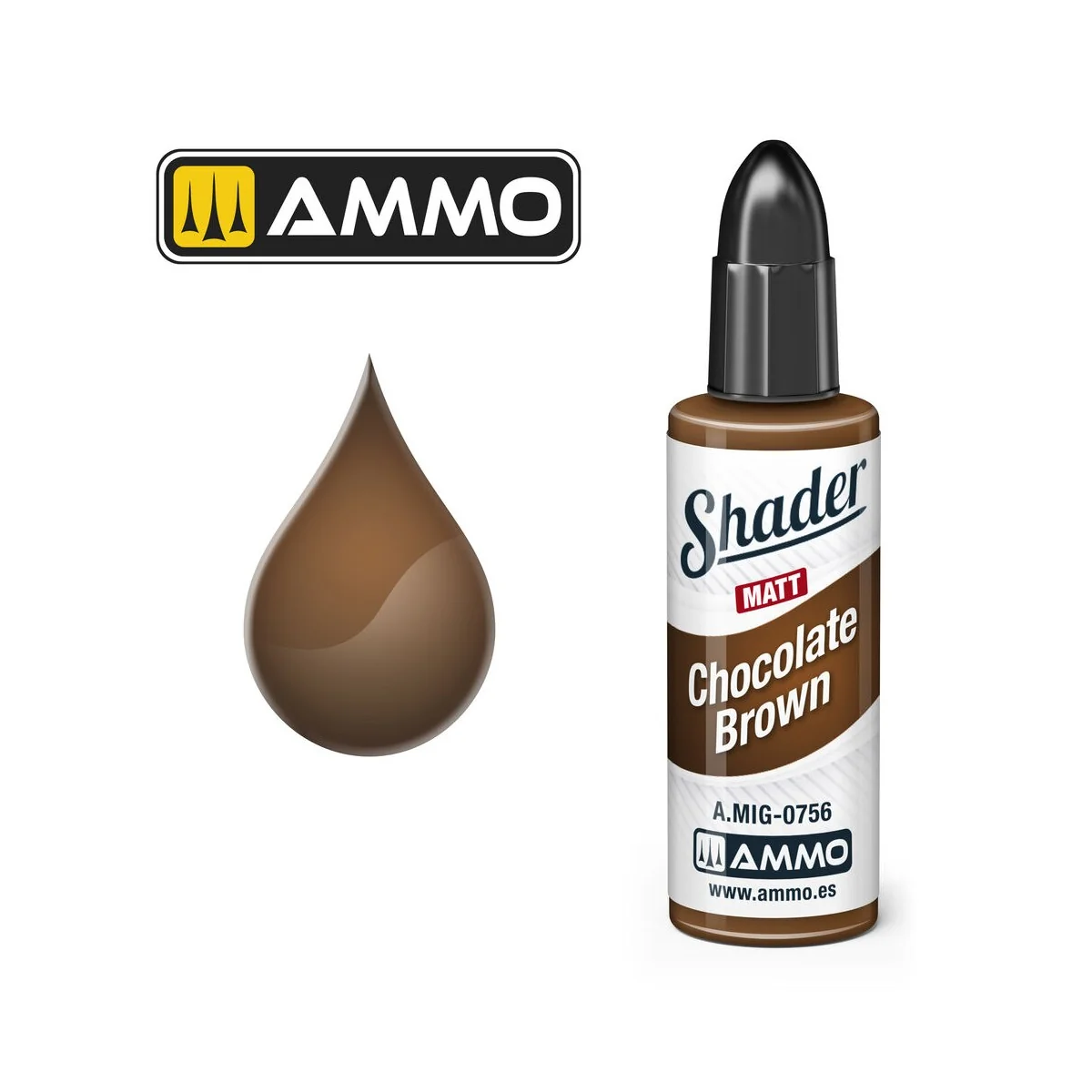 MATT SHADER Chocolate Brown - AMMO by MIG Jimenez A.MIG-0756 MATT SHADER Chocolate Brown - AMMO by MIG Jimenez A.MIG-0756