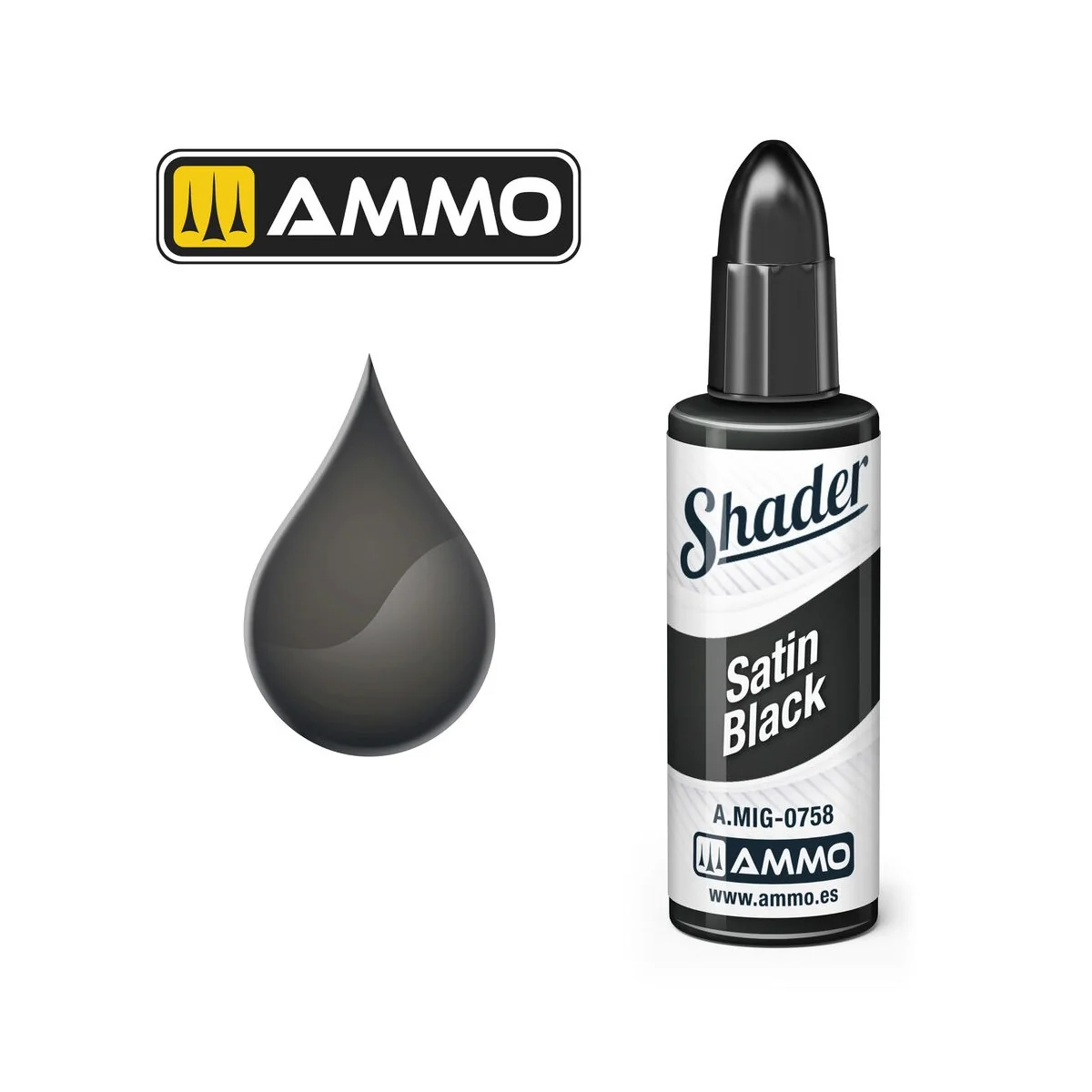 MATT SHADER Satin Black - AMMO by MIG Jimenez A.MIG-0758