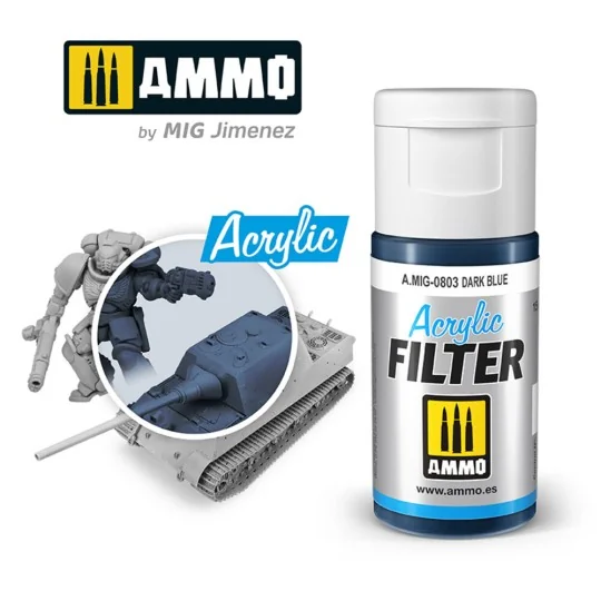 ACRYLIC FILTER Dark Blue - AMMO by MIG Jimenez A.MIG-0803 ACRYLIC FILTER Dark Blue - AMMO by MIG Jimenez A.MIG-0803