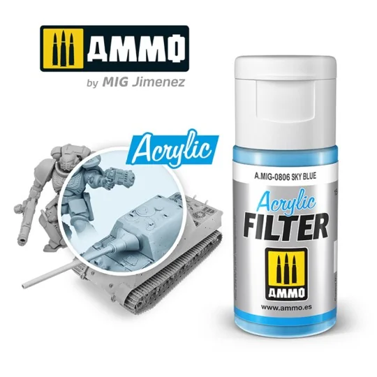 ACRYLIC FILTER Sky Blue - AMMO by MIG Jimenez A.MIG-0806 ACRYLIC FILTER Sky Blue - AMMO by MIG Jimenez A.MIG-0806