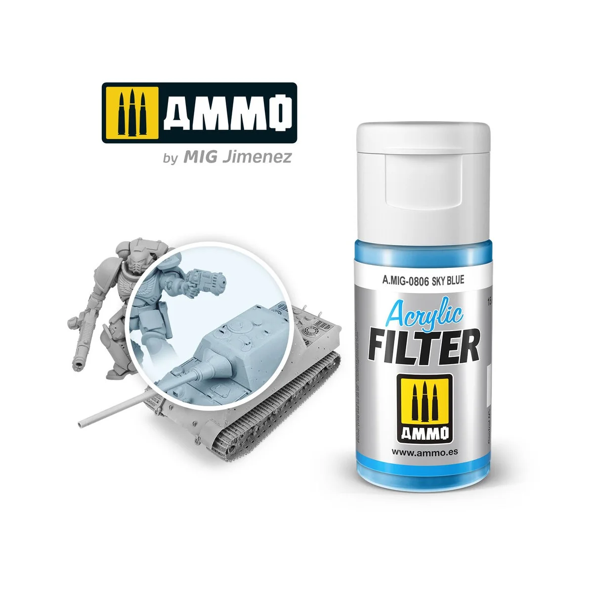 ACRYLIC FILTER Sky Blue - AMMO by MIG Jimenez A.MIG-0806 ACRYLIC FILTER Sky Blue - AMMO by MIG Jimenez A.MIG-0806
