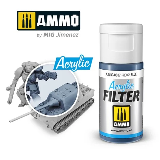 ACRYLIC FILTER French Blue - AMMO by MIG Jimenez A.MIG-0807 ACRYLIC FILTER French Blue - AMMO by MIG Jimenez A.MIG-0807