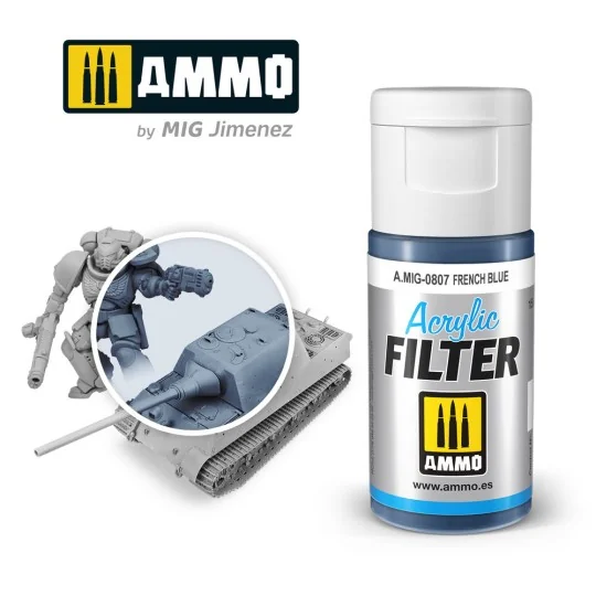 ACRYLIC FILTER French Blue - AMMO by MIG Jimenez A.MIG-0807 ACRYLIC FILTER French Blue - AMMO by MIG Jimenez A.MIG-0807