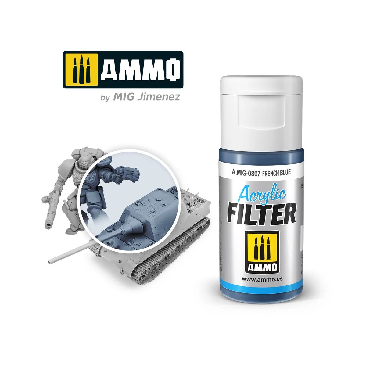 ACRYLIC FILTER French Blue - AMMO by MIG Jimenez A.MIG-0807 ACRYLIC FILTER French Blue - AMMO by MIG Jimenez A.MIG-0807