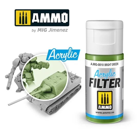 ACRYLIC FILTER Bright Green - AMMO by MIG Jimenez A.MIG-0810