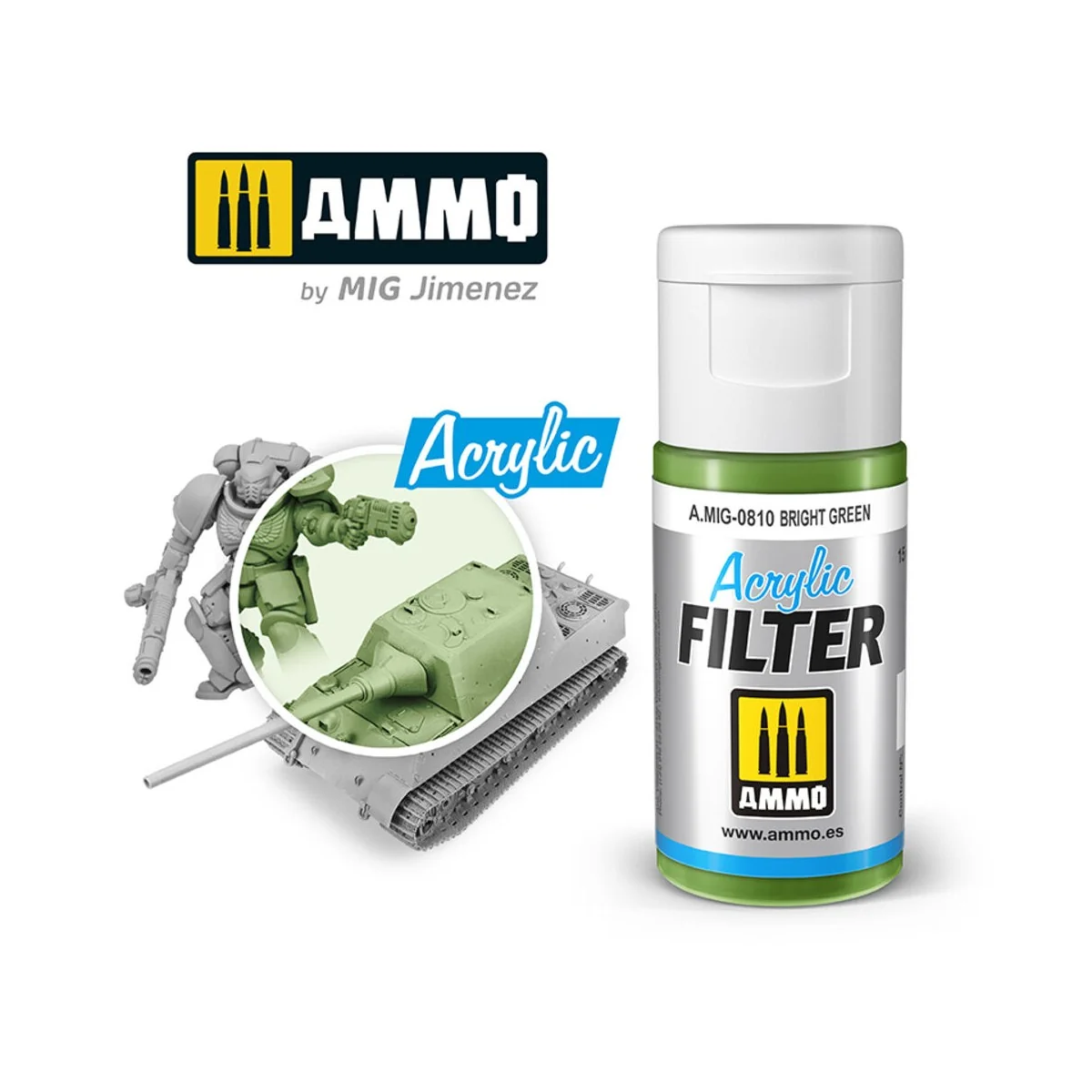 ACRYLIC FILTER Bright Green - AMMO by MIG Jimenez A.MIG-0810