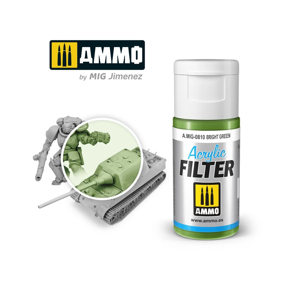 ACRYLIC FILTER Bright Green - AMMO by MIG Jimenez A.MIG-0810