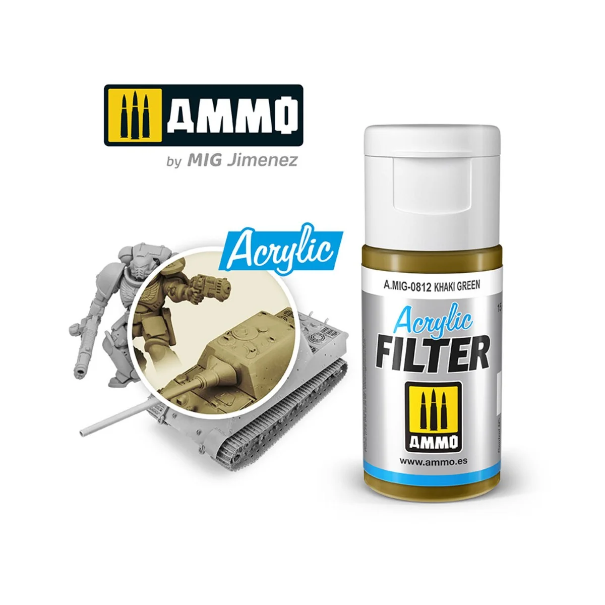 ACRYLIC FILTER Khaki Green - AMMO by MIG Jimenez A.MIG-0812