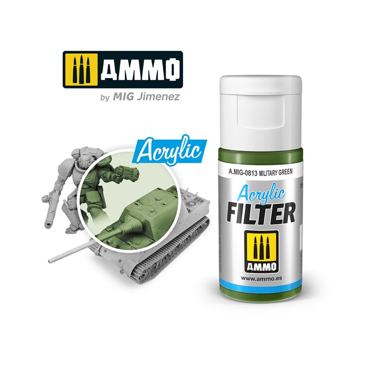 ACRYLIC FILTER Military Green - AMMO by MIG Jimenez A.MIG-0813