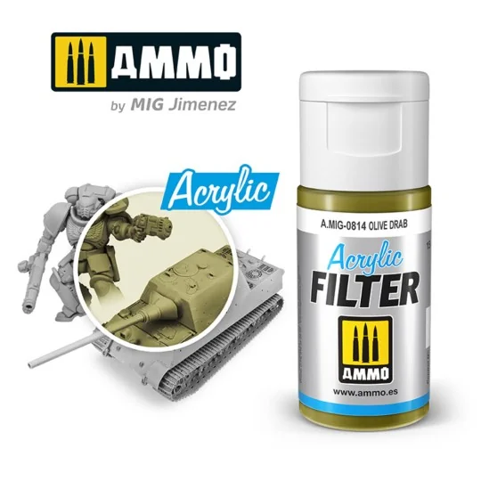 ACRYLIC FILTER Olive Drab - AMMO by MIG Jimenez A.MIG-0814