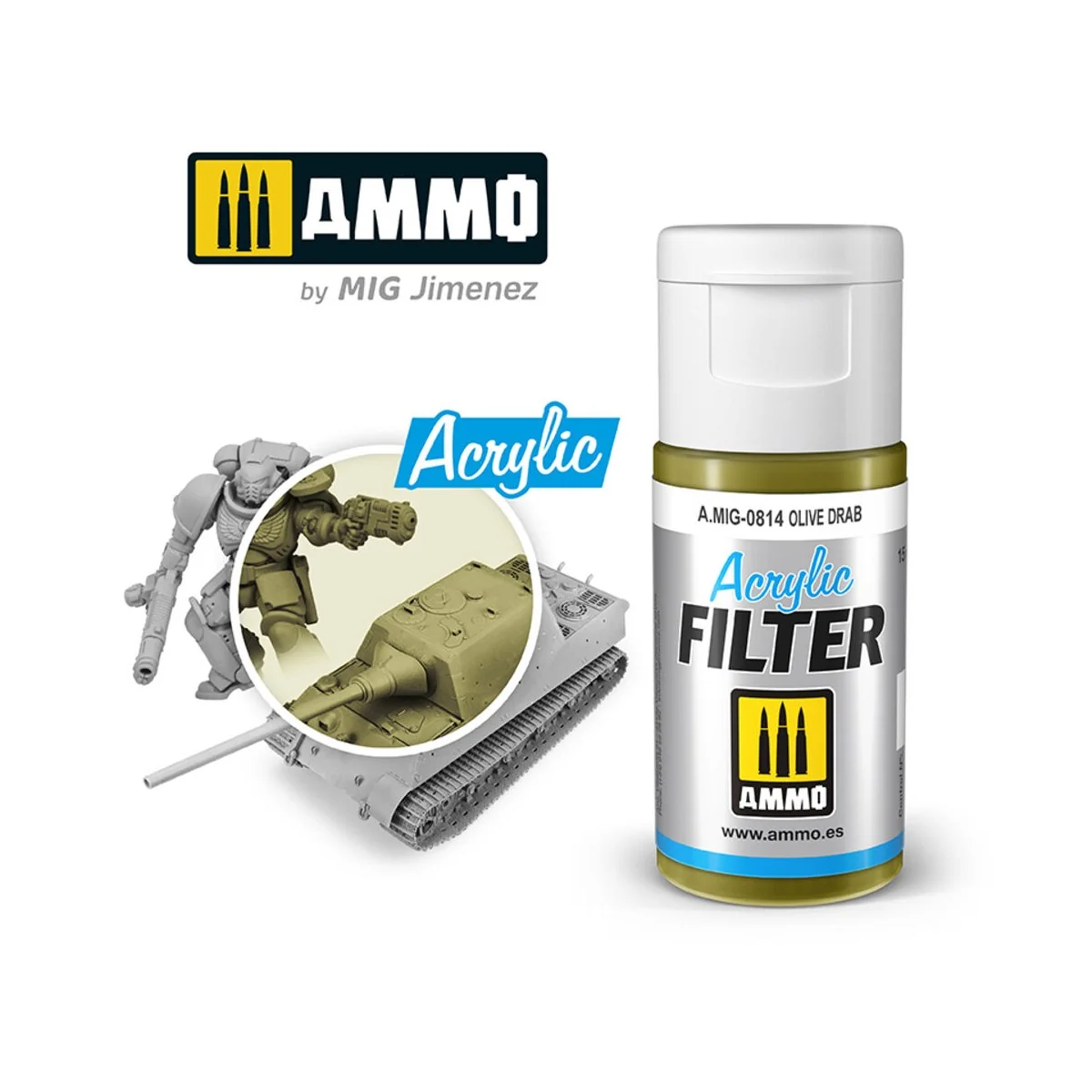 ACRYLIC FILTER Olive Drab - AMMO by MIG Jimenez A.MIG-0814