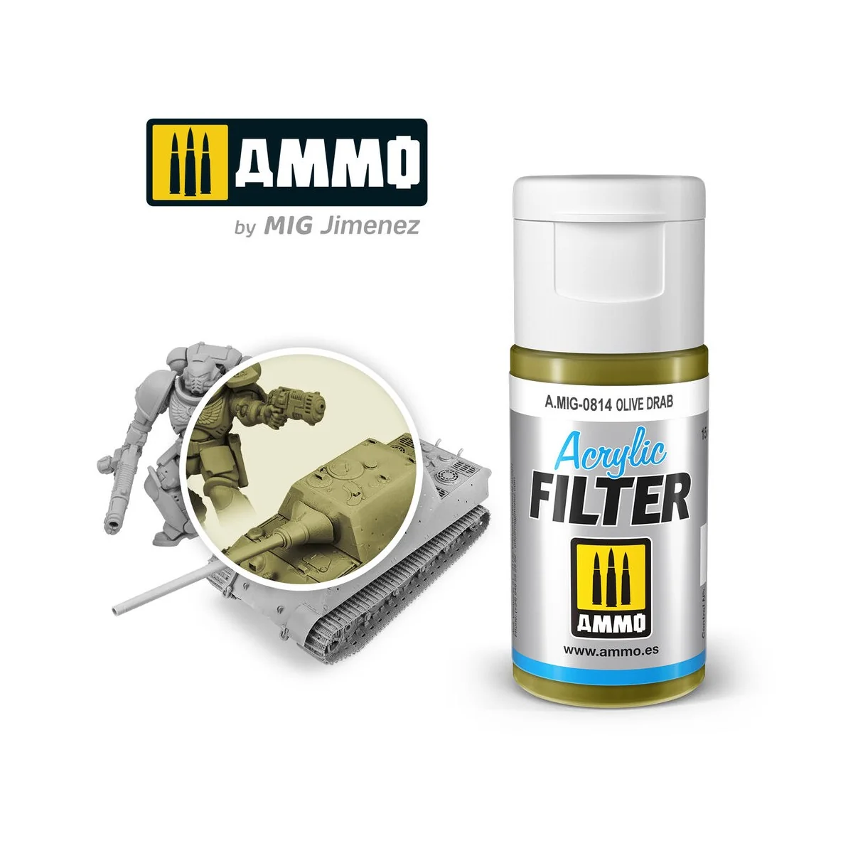 ACRYLIC FILTER Olive Drab - AMMO by MIG Jimenez A.MIG-0814