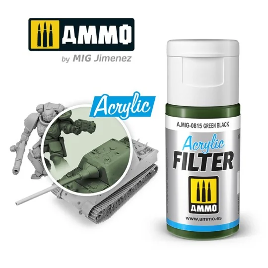 ACRYLIC FILTER Green Black - AMMO by MIG Jimenez A.MIG-0815 ACRYLIC FILTER Green Black - AMMO by MIG Jimenez A.MIG-0815