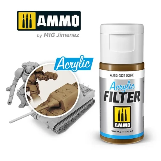 ACRYLIC FILTER Ochre - AMMO by MIG Jimenez A.MIG-0822 ACRYLIC FILTER Ochre - AMMO by MIG Jimenez A.MIG-0822