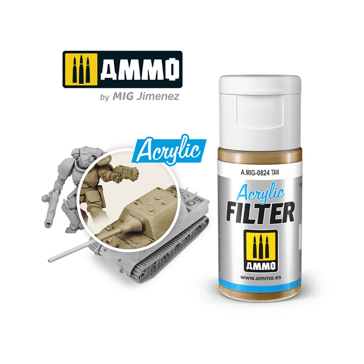 ACRYLIC FILTER Tan - AMMO by MIG Jimenez A.MIG-0824 ACRYLIC FILTER Tan - AMMO by MIG Jimenez A.MIG-0824