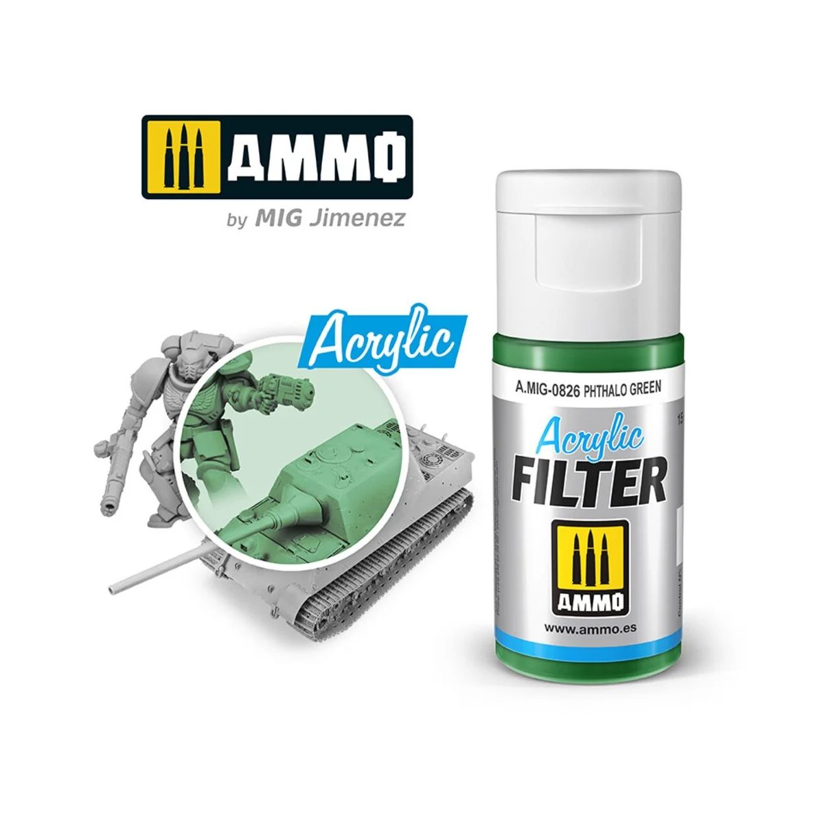 ACRYLIC FILTER Phthalo Green - AMMO by MIG Jimenez A.MIG-0826