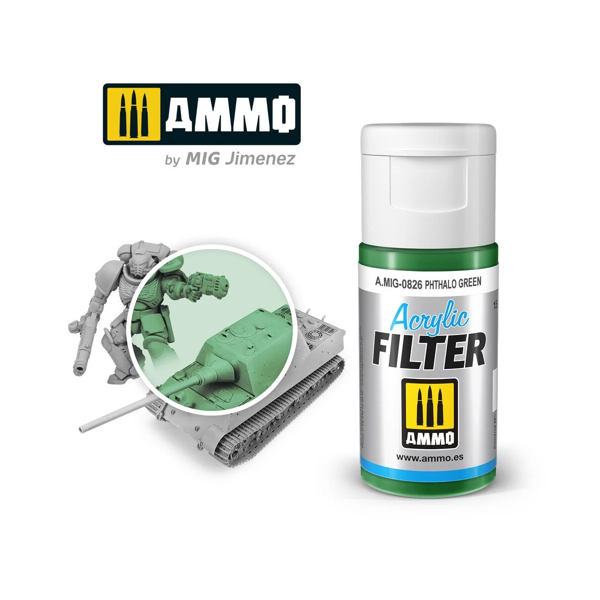 ACRYLIC FILTER Phthalo Green - AMMO by MIG Jimenez A.MIG-0826 ACRYLIC FILTER Phthalo Green - AMMO by MIG Jimenez A.MIG-0826