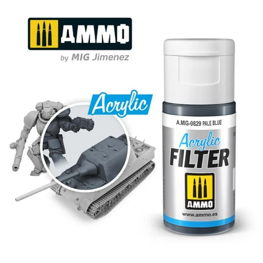 ACRYLIC FILTER Pale Blue - AMMO by MIG Jimenez A.MIG-0829 ACRYLIC FILTER Pale Blue - AMMO by MIG Jimenez A.MIG-0829