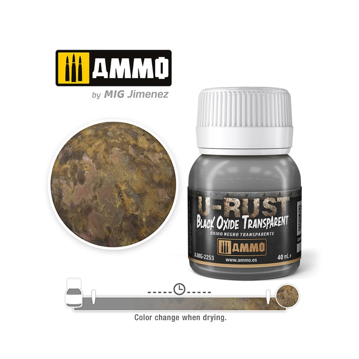U-RUST Black Oxide Transparent (40mL) - AMMO by MIG Jimenez A.MIG-2253