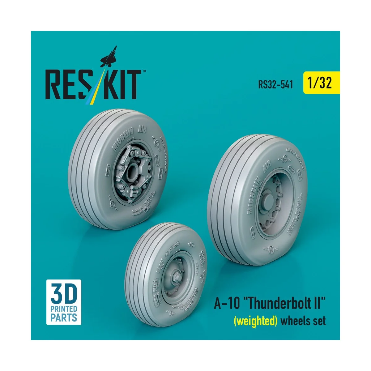 A-10 Thunderbolt II (weighted) wheels set (3D Printed), 1/32 - ResK...