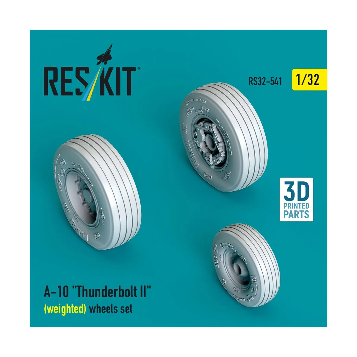 A-10 Thunderbolt II (weighted) wheels set (3D Printed), 1/32 - ResK...