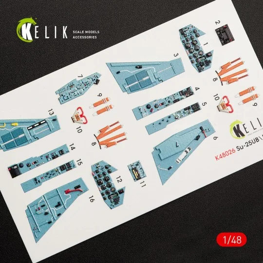 SU-25UB interior 3D decals for Smer/KP kit, 1/48 - Kelik K48026