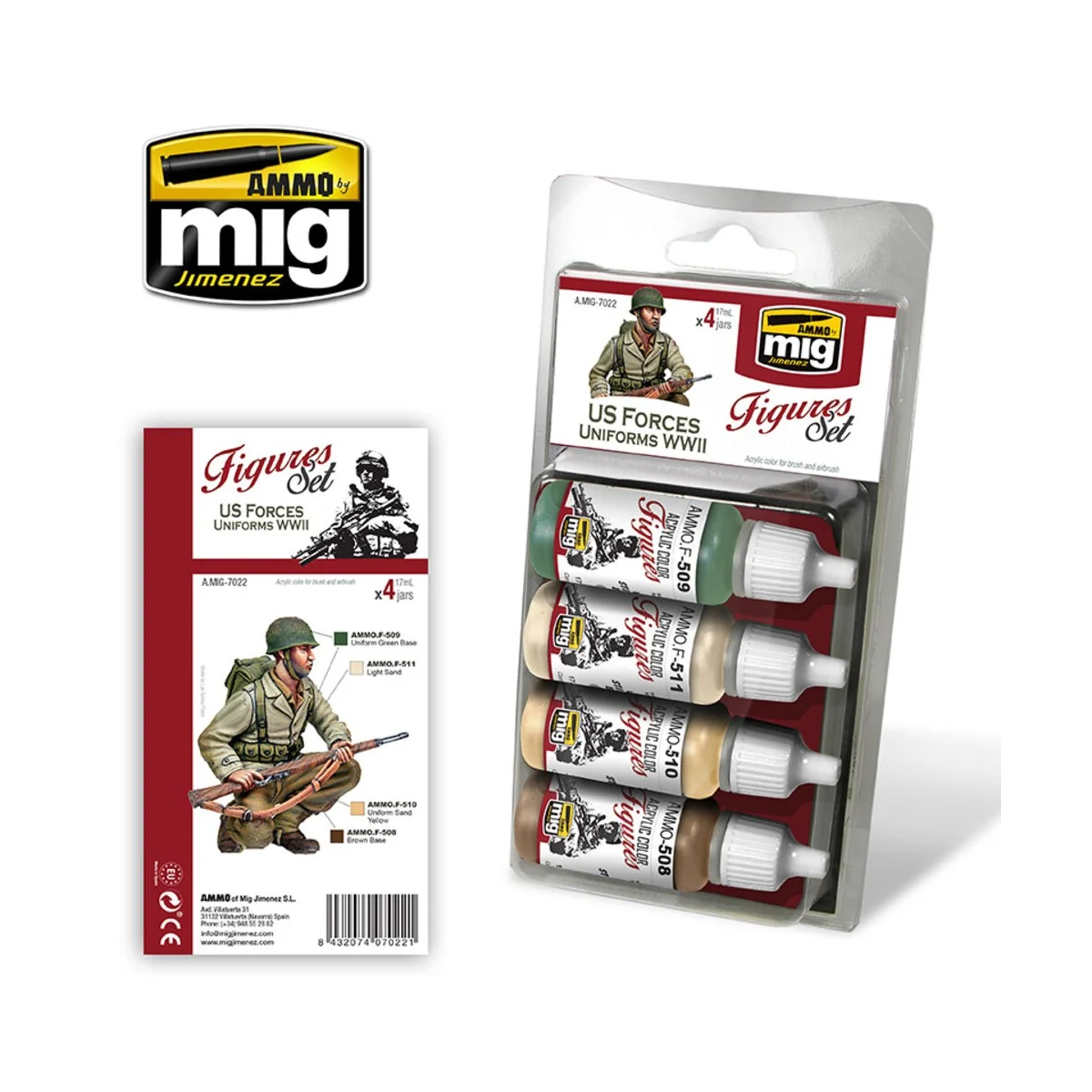 US Forces Uniforms WWII Figures Set - AMMO by MIG Jimenez A.MIG-7022 US Forces Uniforms WWII Figures Set - AMMO by MIG Jimenez A.MIG-7022