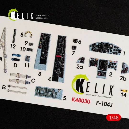 F-104J Starfighter interior 3D decals for Kinetic kit, 1/48 - Kelik...