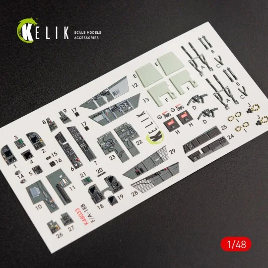F/A-18B Hornet interior 3D decals for Kinetic kit, 1/48 - Kelik K48033